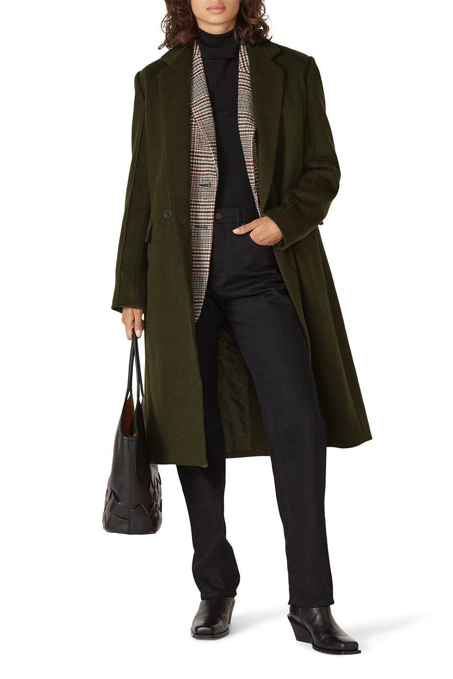 Derek Lam Dark Green Oversized Wool Blend Blazer Coat Size XXL